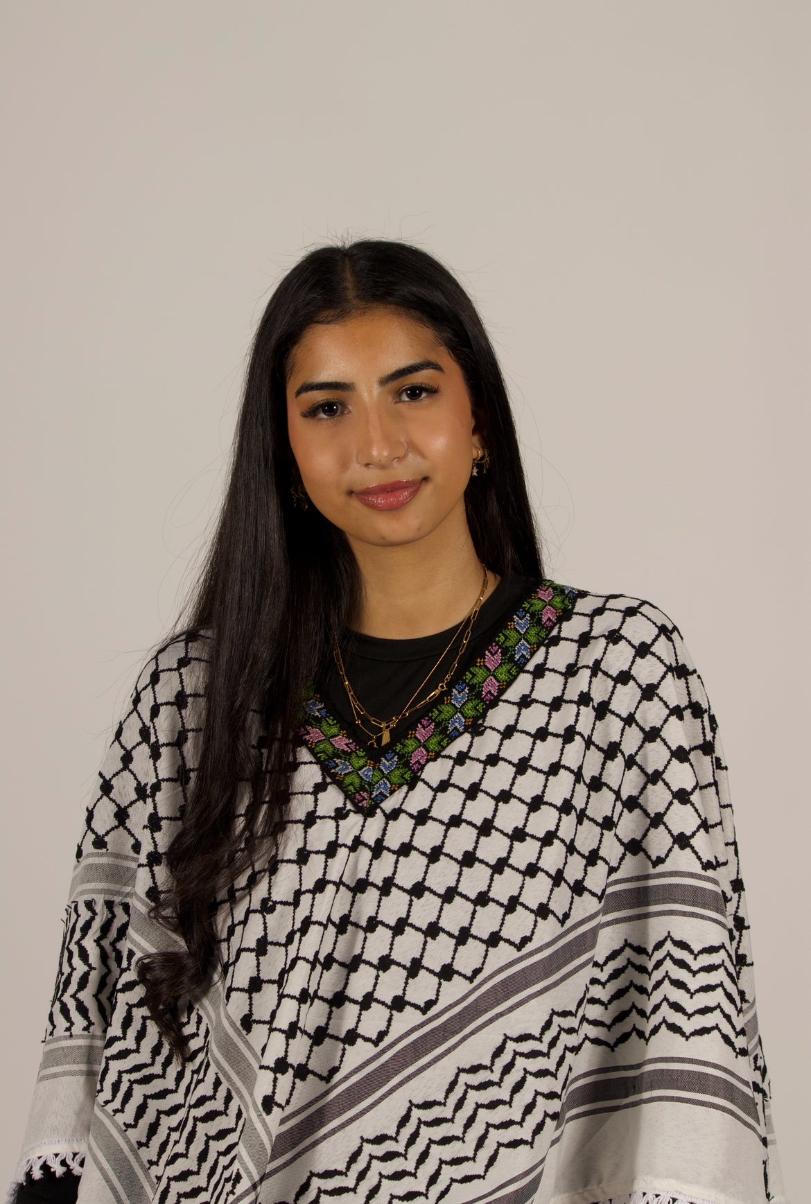 Keffiyeh Blouse with Embroidery